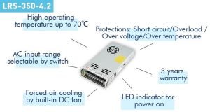 Meanwell LRS-350-4.2 4.2V60A 252W оролтын хүчдэлийг сонгох боломжтой LED цахилгаан хангамж